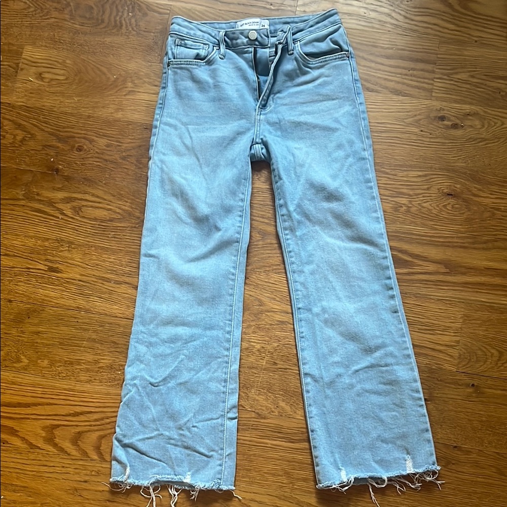 Just Black Denim Blue Wide Leg Flare Jeans with Raw Hem